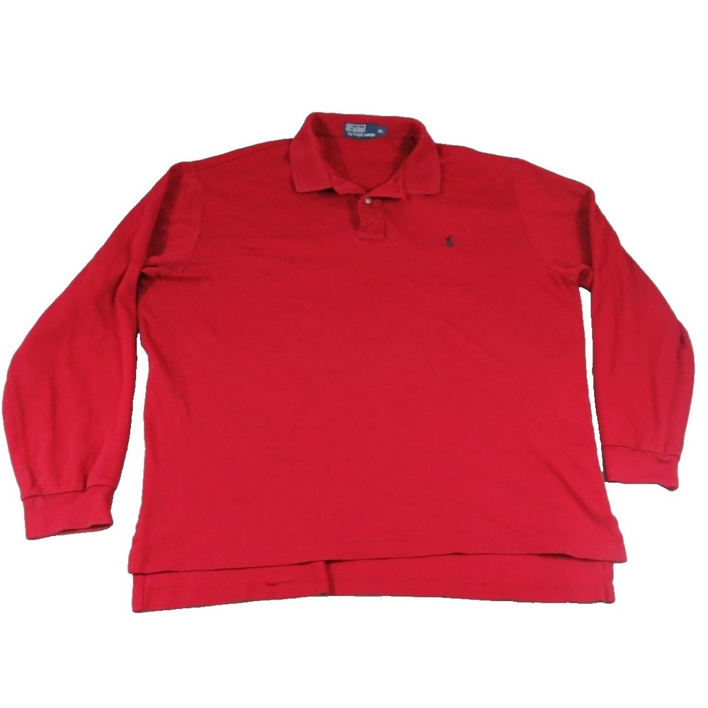 Polo Ralph Lauren Shirt Mens XL Red Long Sleeve Pique Cotton Classic Pony Big LS